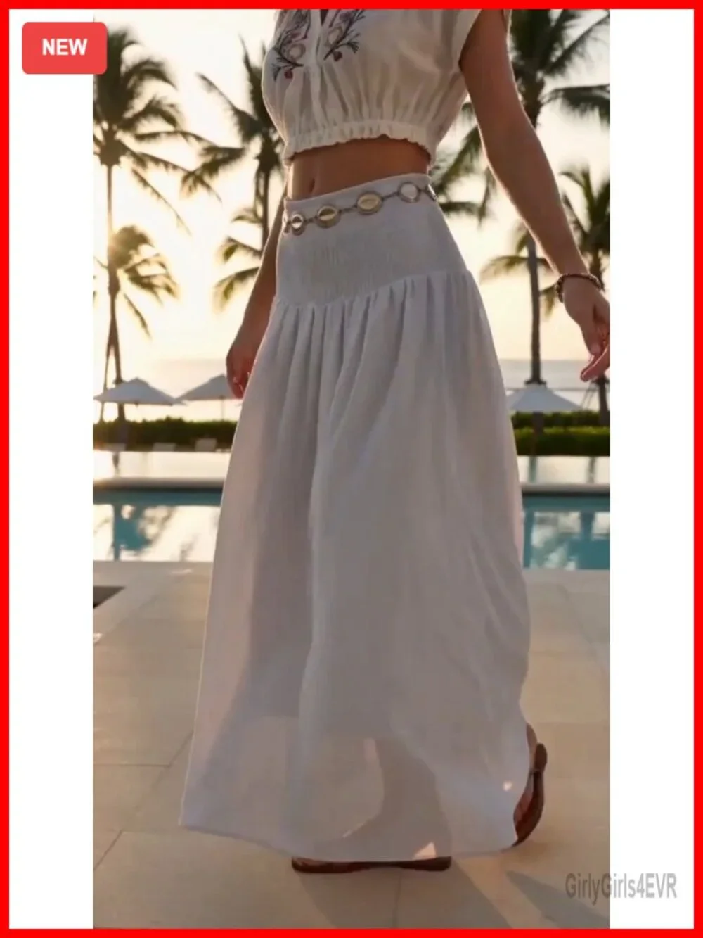 Womens Maxi Skirt Smocked Boho Flowy Casual Long Skirt High Waisted
